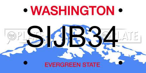 SIJB34 Washington License Plate