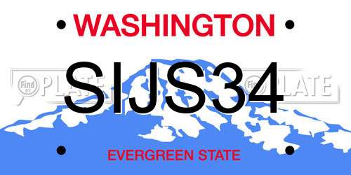 SIJS34 Washington License Plate