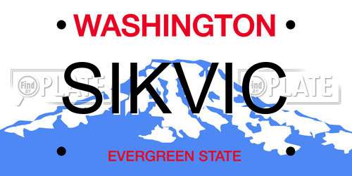 SIKVIC Washington License Plate