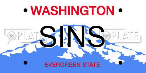 SINS Washington License Plate