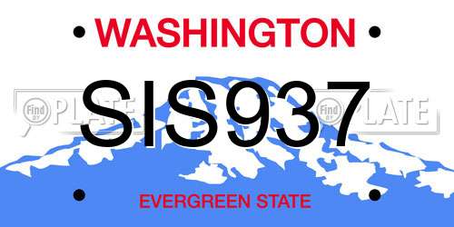 SIS937 Washington License Plate