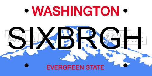 SIXBRGH Washington License Plate
