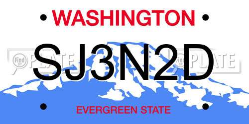 SJ3N2D Washington License Plate
