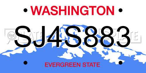 SJ4S883 Washington License Plate