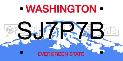 SJ7P7B Washington License Plate