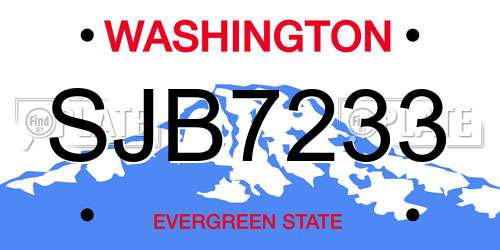 SJB7233 Washington License Plate