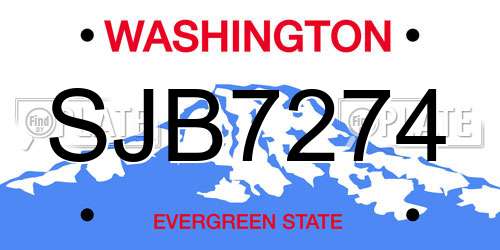 SJB7274 Washington License Plate