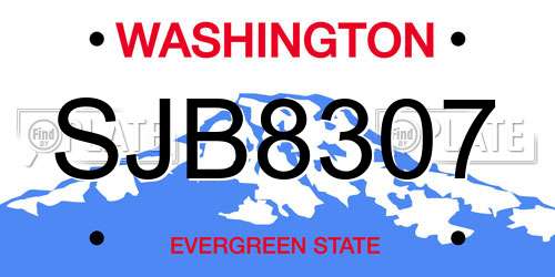 SJB8307 Washington License Plate