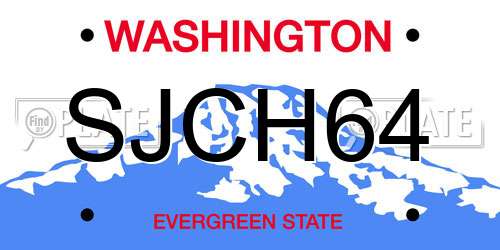 SJCH64 Washington License Plate