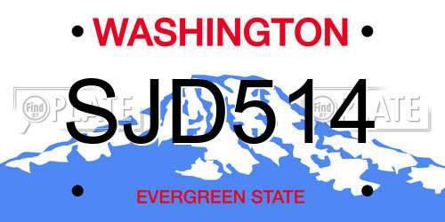 SJD514 Washington License Plate