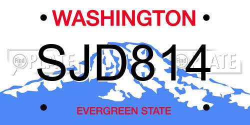 SJD814 Washington License Plate