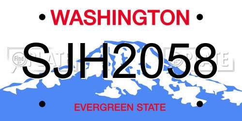 SJH2058 Washington License Plate