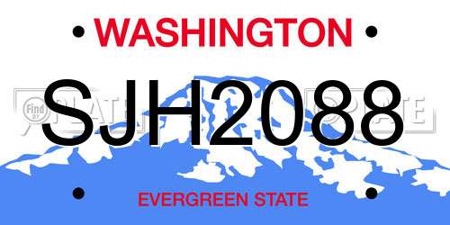 SJH2088 Washington License Plate