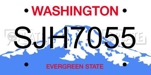 SJH7055 Washington License Plate