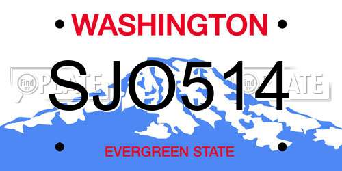 SJO514 Washington License Plate