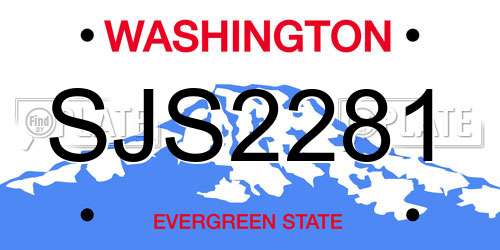 SJS2281 Washington License Plate