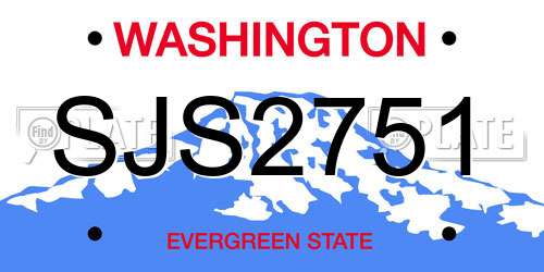 SJS2751 Washington License Plate