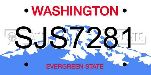 SJS7281 Washington License Plate