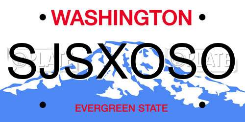 SJSXOSO Washington License Plate