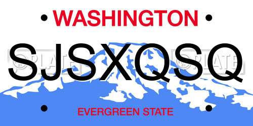 SJSXQSQ Washington License Plate