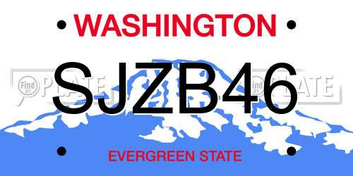 SJZB46 Washington License Plate