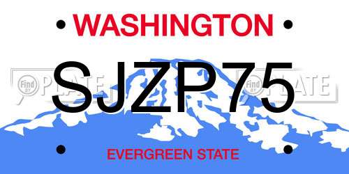 SJZP75 Washington License Plate