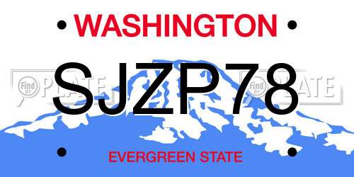 SJZP78 Washington License Plate