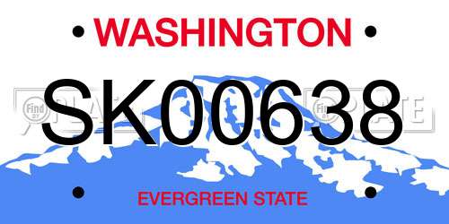 SK00638 Washington License Plate