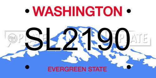 SL2190 Washington License Plate
