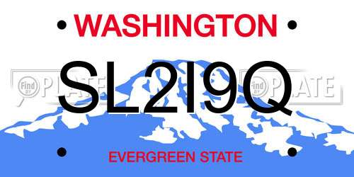 SL2I9Q Washington License Plate