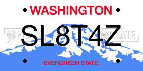 SL8T4Z Washington License Plate
