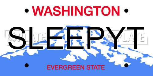 SLEEPYT Washington License Plate