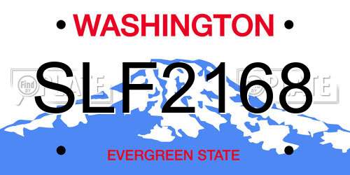 SLF2168 Washington License Plate