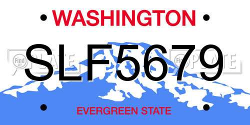 SLF5679 Washington License Plate