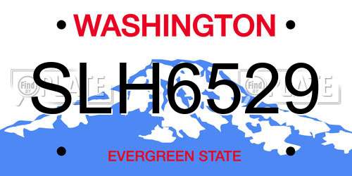SLH6529 Washington License Plate