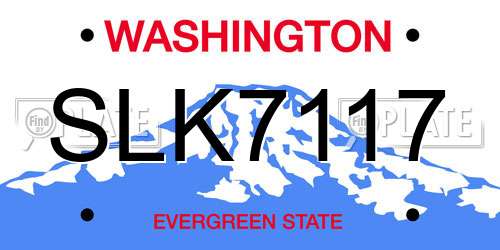 SLK7117 Washington License Plate