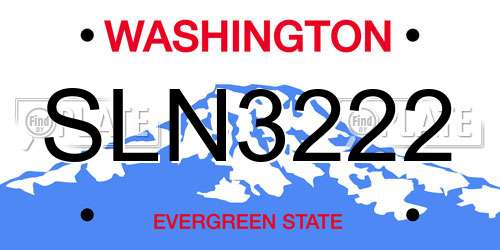 SLN3222 Washington License Plate