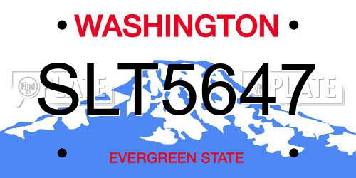 SLT5647 Washington License Plate