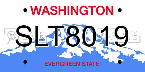 SLT8019 Washington License Plate