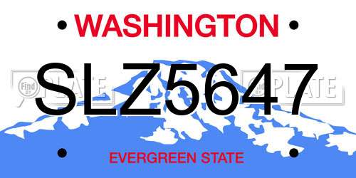 SLZ5647 Washington License Plate