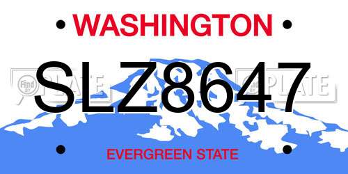 SLZ8647 Washington License Plate