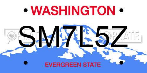 SM7L5Z Washington License Plate