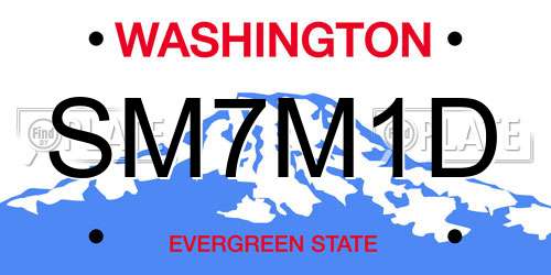 SM7M1D Washington License Plate