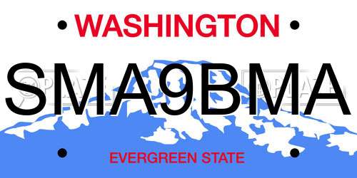 SMA9BMA Washington License Plate