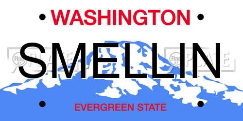 SMELLIN Washington License Plate