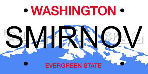 SMIRNOV Washington License Plate