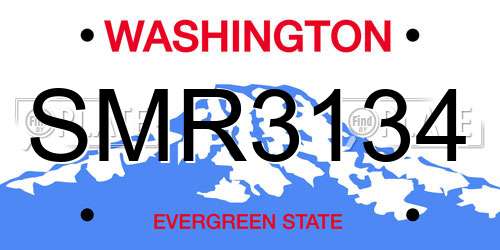 SMR3134 Washington License Plate