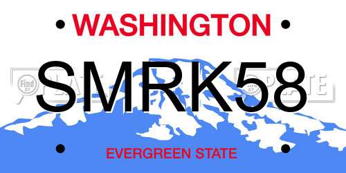 SMRK58 Washington License Plate