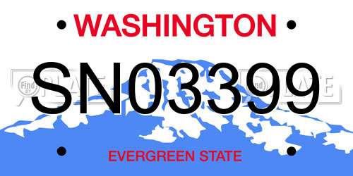 SN03399 Washington License Plate
