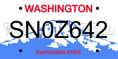 SN0Z642 Washington License Plate
